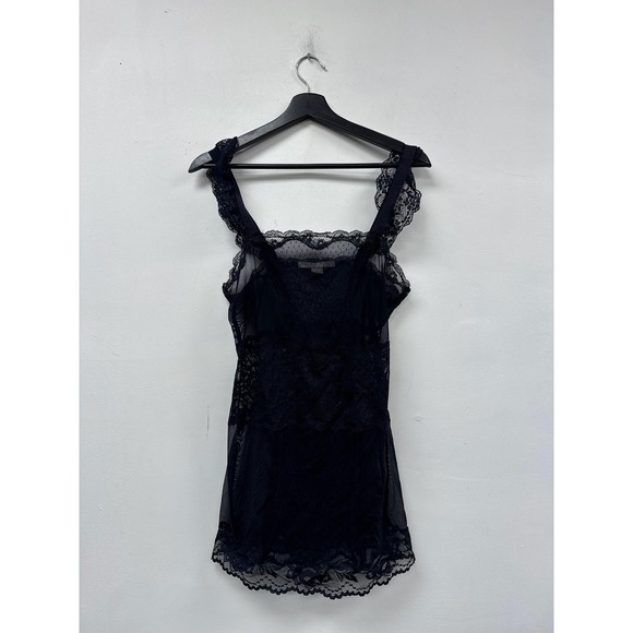 Victoria's Secret Other - Victoria's Secret Chemise Womens Large Black‎ Lace Mesh Polka Dot Sexy Lingerie